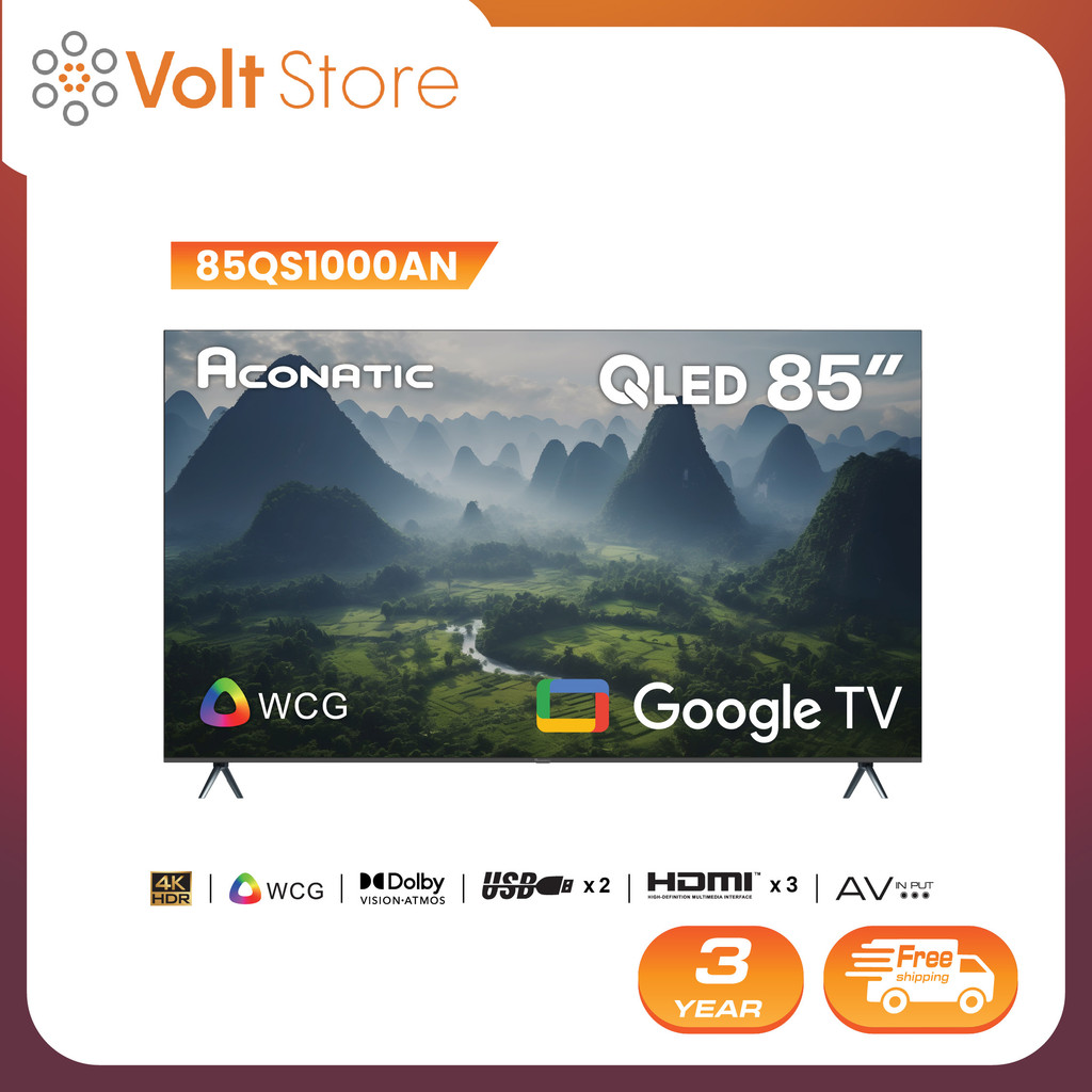 Aconatic ทีวี 85 นิ้ว QLED 4K Google TV รุ่น 85QS1000AN Google Dolby Vision & Atmos (รับประกัน 3 ปี)