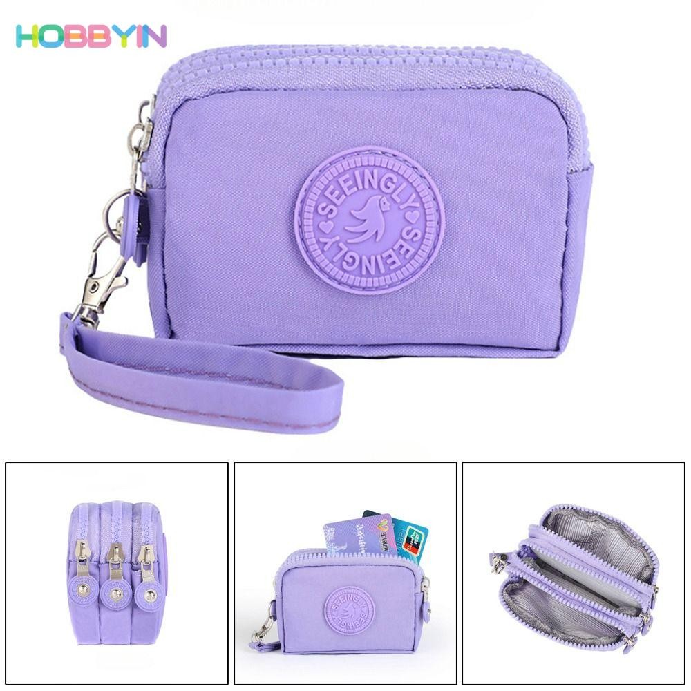 HOBBYIN กระเป๋าใส่เหรียญ กระเป๋าสตางค์ กระเป๋าใส่บัตรเครดิต หูฟัง มีซิป สามชั้น ทนทาน กันน้ํา ความจุขนาดใหญ่