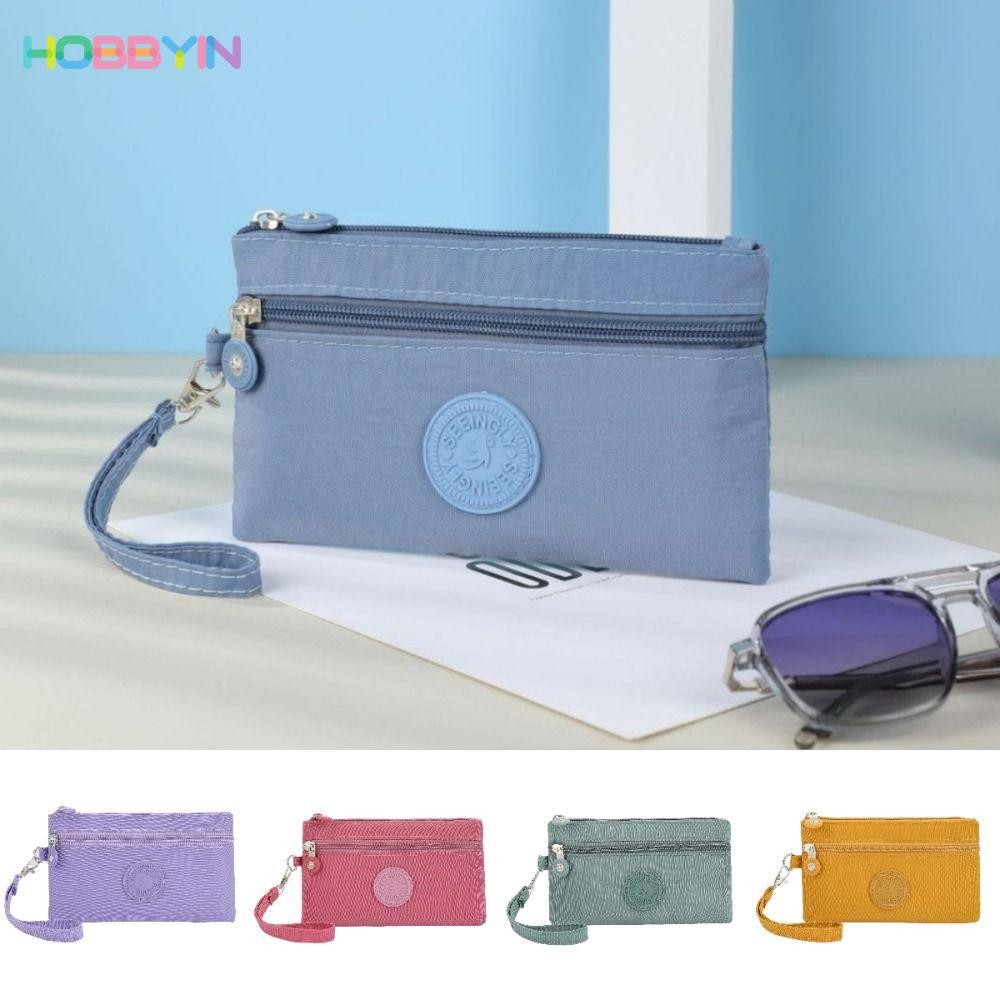 HOBBYIN กระเป๋าสตางค์ ผ้าไนล่อน แต่งซิป แบบพกพา เหมาะกับของขวัญ สําหรับผู้หญิง