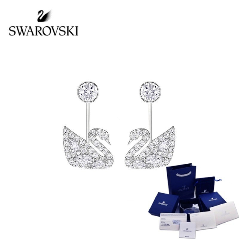 ต่างหูประดับหลัง Swarovski Swan Lake Swan แฟชั่นสตรีอารมณ์และต่างหู BFW5