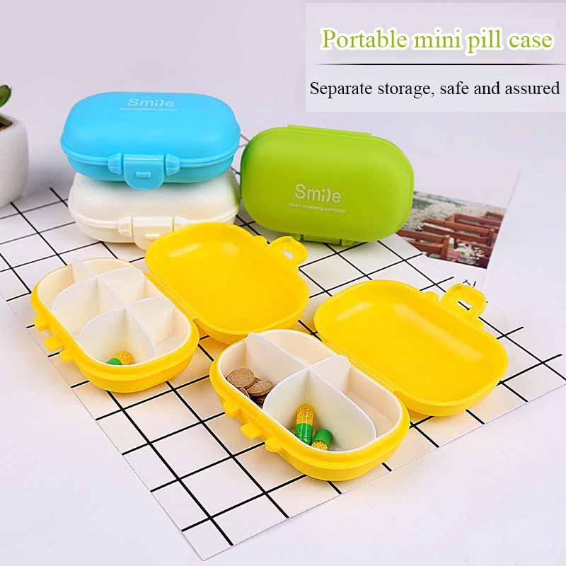 😍COD😍กล่องใส่ยา ตลับยา ตลับใส่ยา 4 ช่อง กล่องยาพกพา กล่องวิตามิน Medicine box
