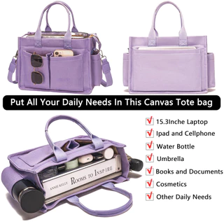 (จัดส่งจากประเทศไทย) กระเป๋า Canvas Tote ใส่โน้ตบุ๊กขนาด 14 นิ้ว 15 นิ้ว