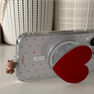 สไตล์เกาหลี ins สไตล์ Niche Design Retro Sweet Red Love Bracket kitty จี้ขนาดเล็กเหมาะสําหรับ iphone16pro/15promax Apple 13/14/12/16/AIR เคสโทรศัพท์ 11 เคสป้องกัน 17promax