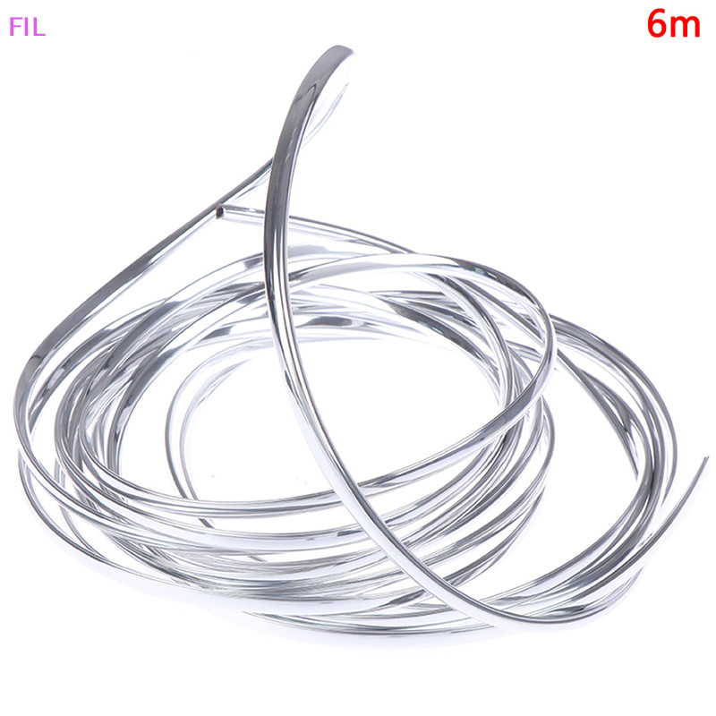 FIL 1 ม้วน 6M รถประตู Moulding Strip Chrome รถประตูขอบ Moulding Trim Strip