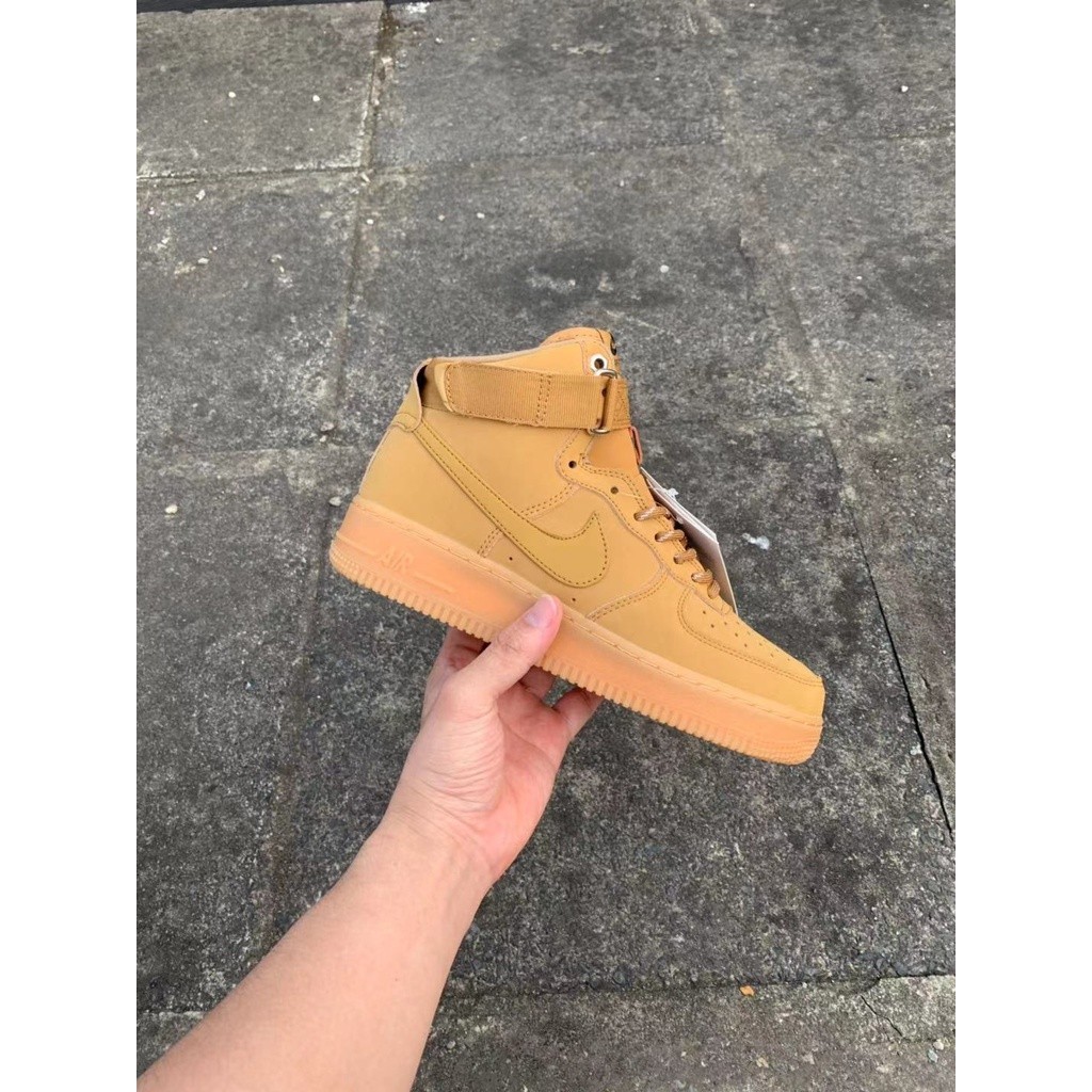 Nike Air Force 1 High '07 WB Flax Men's and women's casual shoes Skateboard shoes sneakers รองเท้า