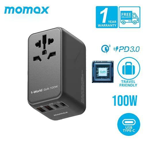 MOMAX 1-World UA10 100W GaN 4 พอร์ต + อะแดปเตอร์เดินทาง AC