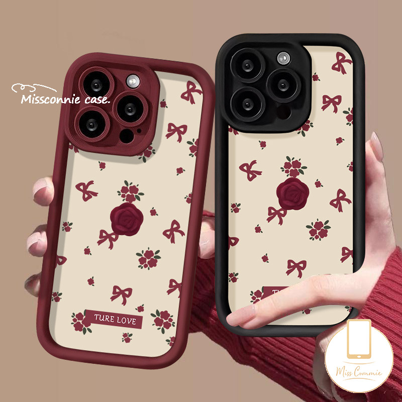 เคสโทรศัพท์มือถือ ลายดอกกุหลาบ ประดับโบว์ แฟชั่น สําหรับ Oppo A57 A17 A18 A55 A54s A76 A7 A9 A53 A16 A38 A98 A96 A52 A74 A31 A1K A78 A12 A58 A3s A16s A77 A77s A5s A17k Reno 10 8T 4 5F เคส