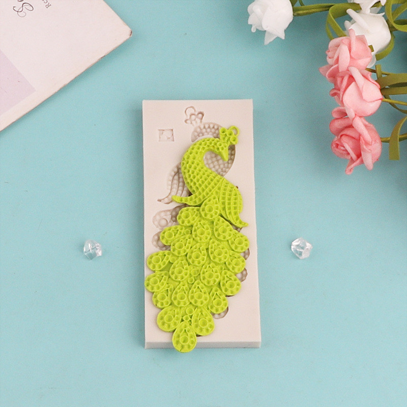 3d นกยูง Fondant ซิลิโคนตกแต ่ งแม ่ พิมพ ์ DIY เค ้ กตกแต ่ งเครื ่ องมือเบเกอรี ่ แม ่ พิมพ ์