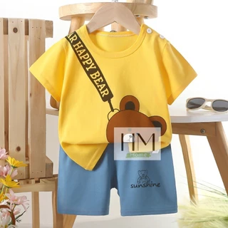 เสื้อผ้าเด็ก ชุดเซทเสื้อแขนสั้น+กางเกงขาสั้น ชุดเด็กลายการ์ตูน ผ้าcotton Size80-110