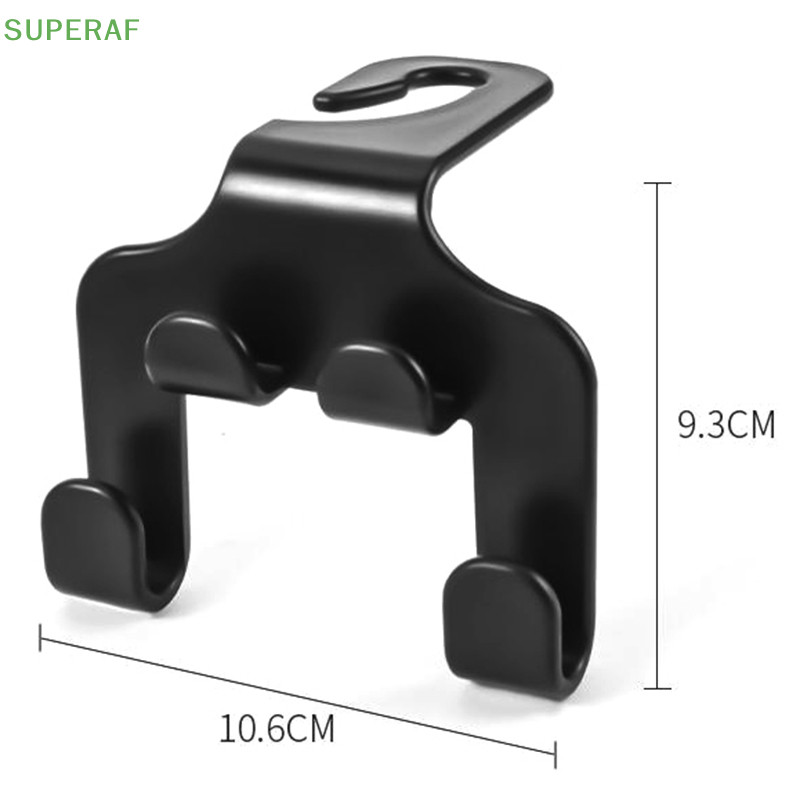 Superaf ขายดี ตะขอแขวนพนักพิงศีรษะรถยนต์ สีดํา สําหรับแขวนกระเป๋าถือ เสื้อโค้ท ยานพาหนะ