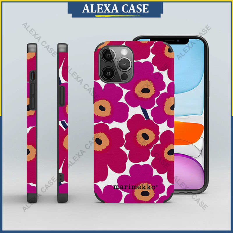 เคสโทรศัพท์ Marimekko สําหรับ iPhone 16 Pro Max / iPhone 15 Pro Max / iPhone 14 Pro Max / iPhone 13 Pro Max / XS Max / iPhone 8 Plus / iPhone SE Lambskin เคสป้องกัน GYXM