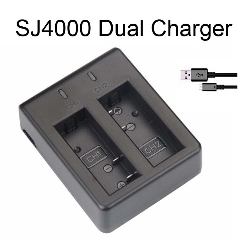 แท่นชาร์จ DUAL CHARGER SJ4000 For SJCAM SJ4000 Battery Dual Charger For SJ Cam SJ4000 WiFi SJ5000 SJ
