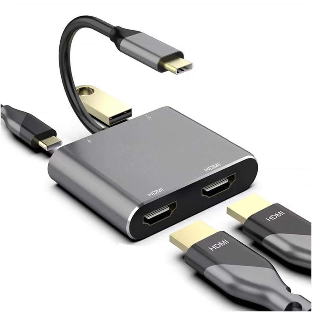 USB C to HDMI splitter Adapter 4K 4 in 1 Type-C to HDMI / HDMI / USB 3.0 Port + USB C Female Port Co