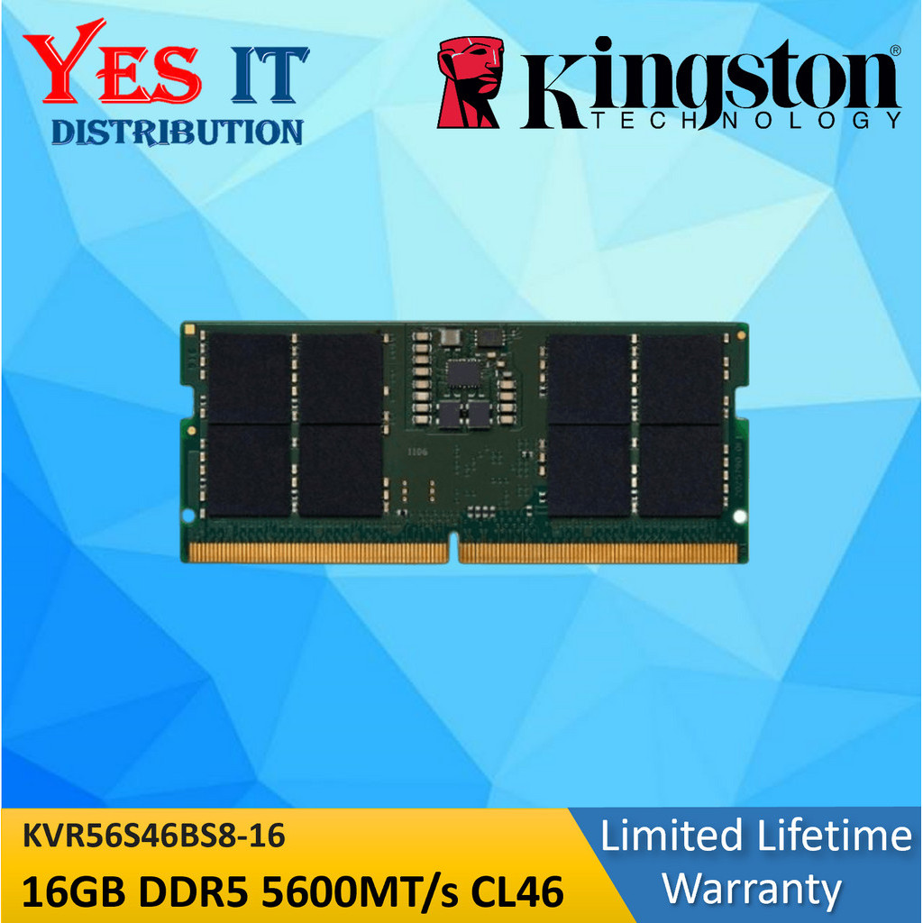 KINGSTON 8GB /16GB /32GB DDR5 5600MT/s NON ECC UNBUFFERED CL46 SODIMM RAM (KVR56S46BS6-8/ KVR56S46BS