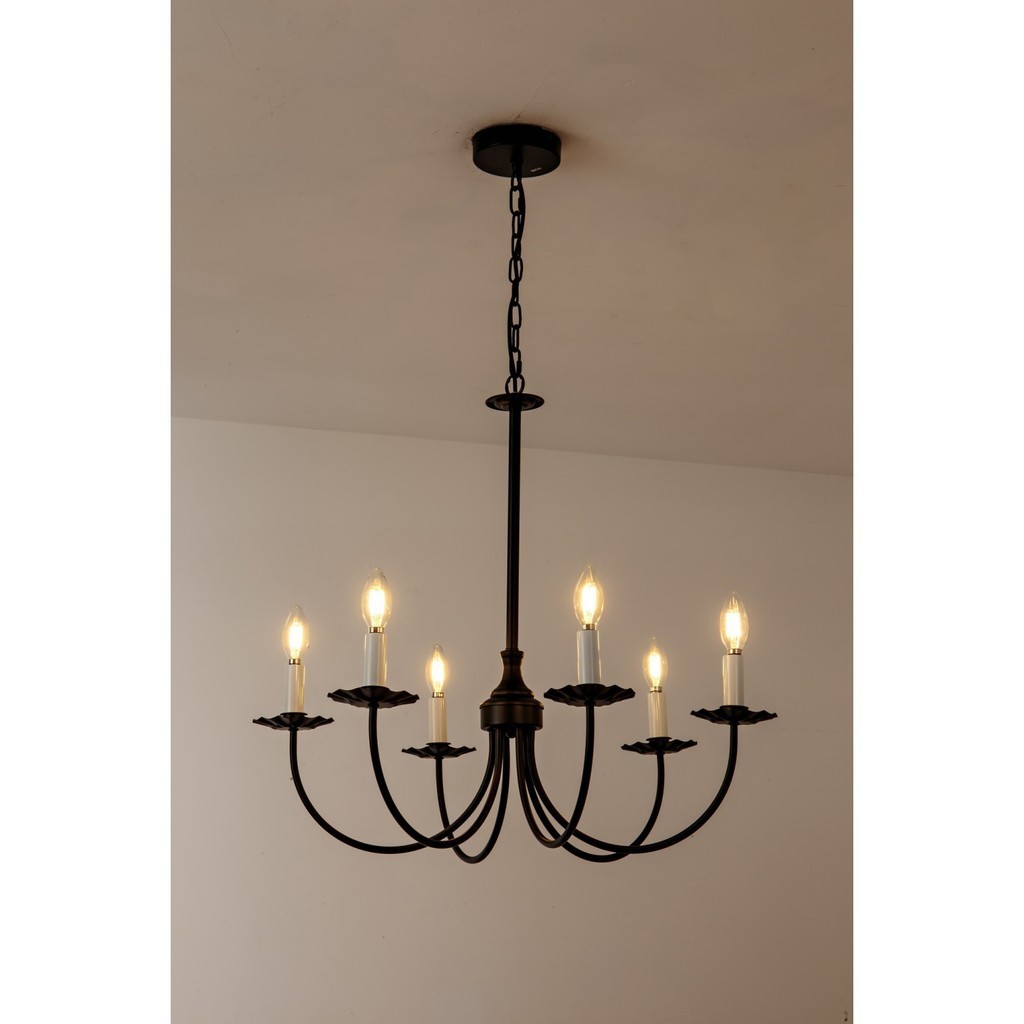 GlobalHouse EILON โคมไฟแขวน LED ทรง Chandelier 6เชิงเทียน 30W รุ่น EGDD-TYDD-0602 สีดำ สินค้าของแท้คุณภาพดี
