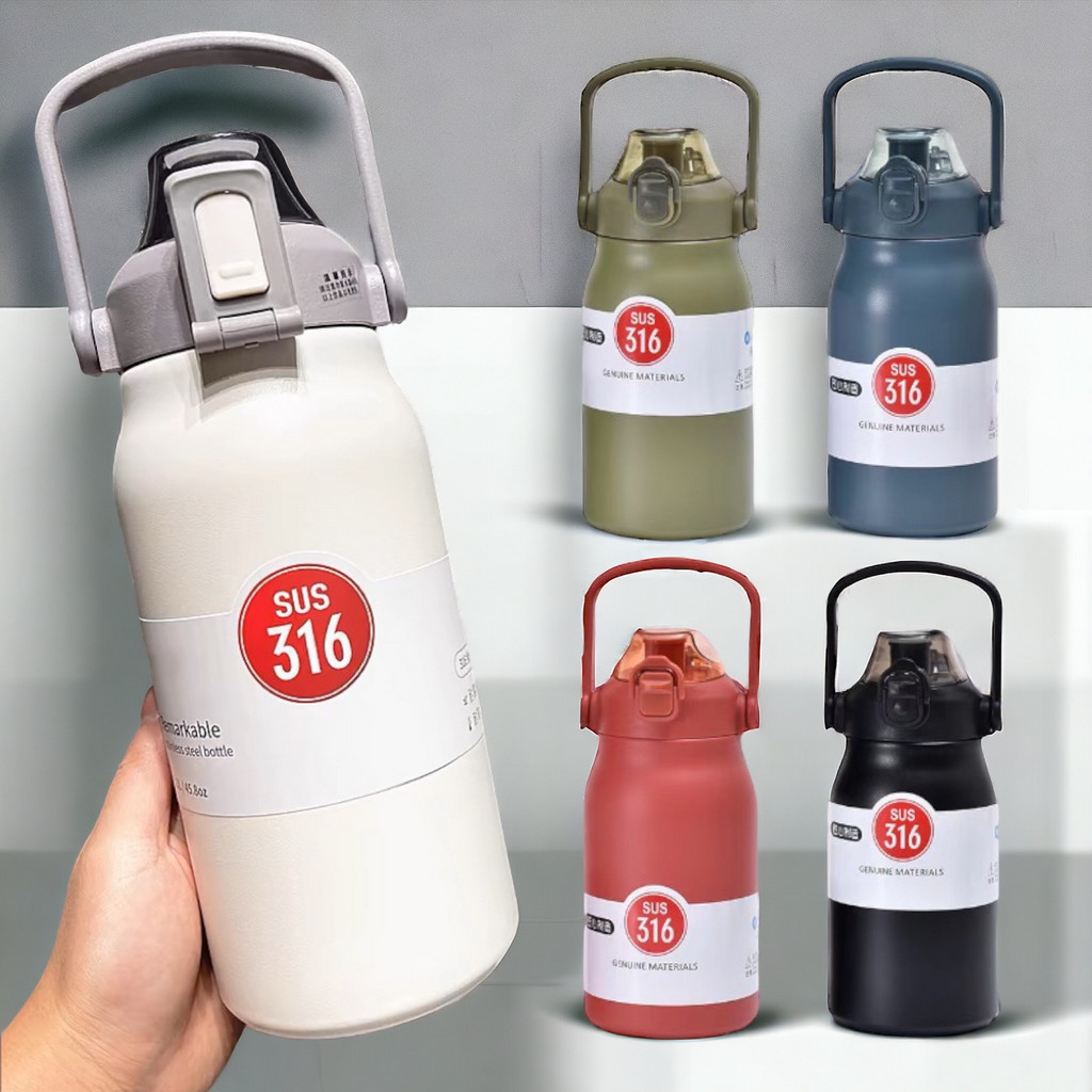 กระบอกน้ำรักษาอุณหภูมิ ขนาดใหญ่1200ml.กระบอกน้ำเก็บอุณหภูมิ สีพื้นเรียบสวย  พร้อมส่งที่ไทย ผลิตจากวัสดุคุณภาพดี316