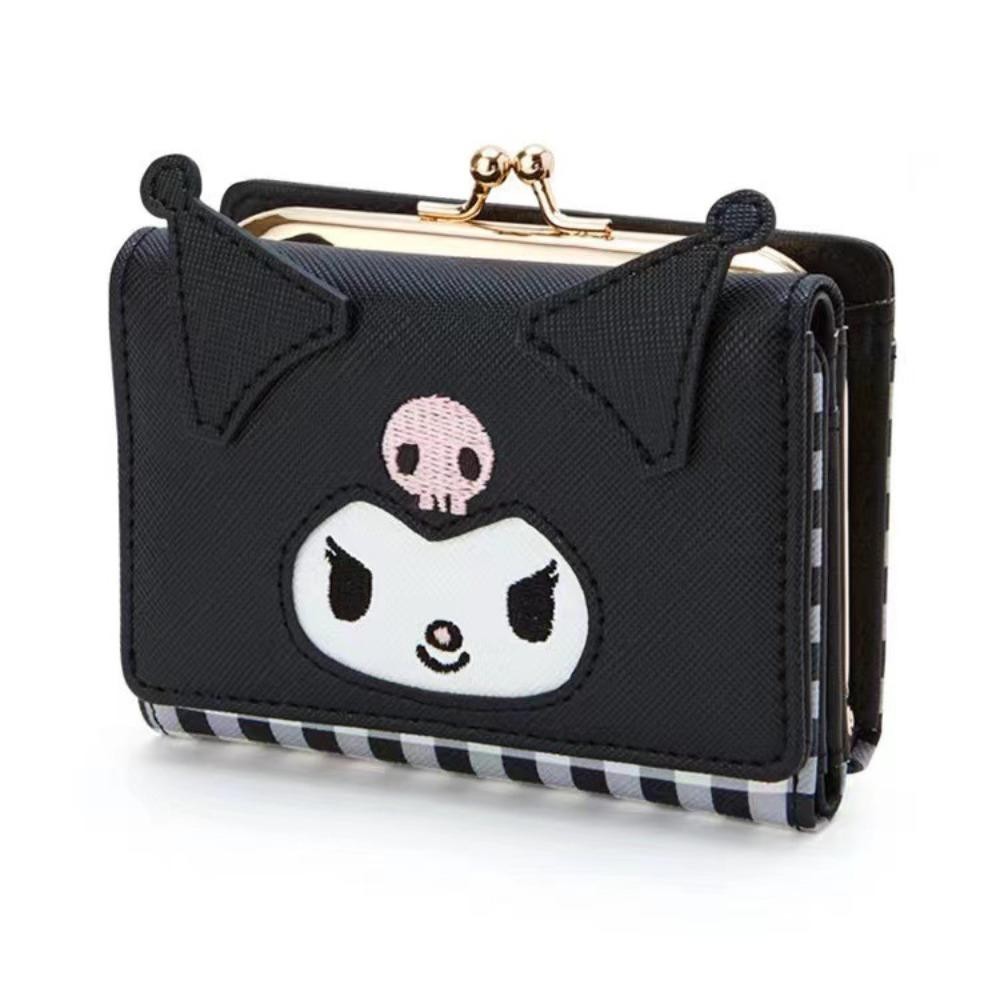 UUMIR กระเป๋าใส่เหรียญ Kuromi, Melody Fold Bag กระเป๋าสตางค์ PU, Kawaii Cinnamoroll Kuromi Card Package Girl