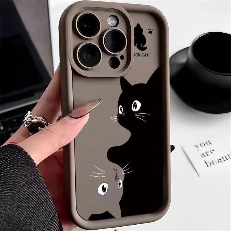 เคสโทรศัพท์มือถือ ซิลิโคน ลายการ์ตูนแมวดําน่ารัก สําหรับ Xiaomi Mi 13T Pro Mi 11 Lite 5G NE 13 12T 12X 11T 12 14 Pro Poco F3 F5 X5 X3 X6 Pro