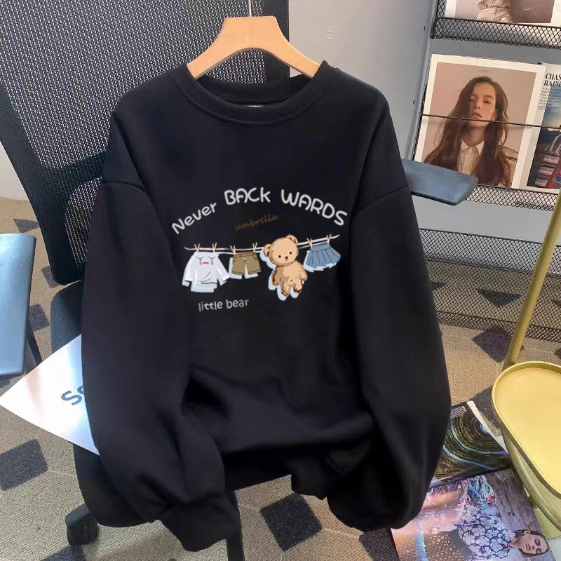 เสื้อกันหนาวแขนยาว คอกลม ผ้าฝ้าย ขนาดใหญ่ แบบเรียบง่าย แฟชั่นฤดูใบไม้ร่วง และฤดูหนาว สไตล์เกาหลี สําหรับผู้หญิง และผู้ชาย 2024
