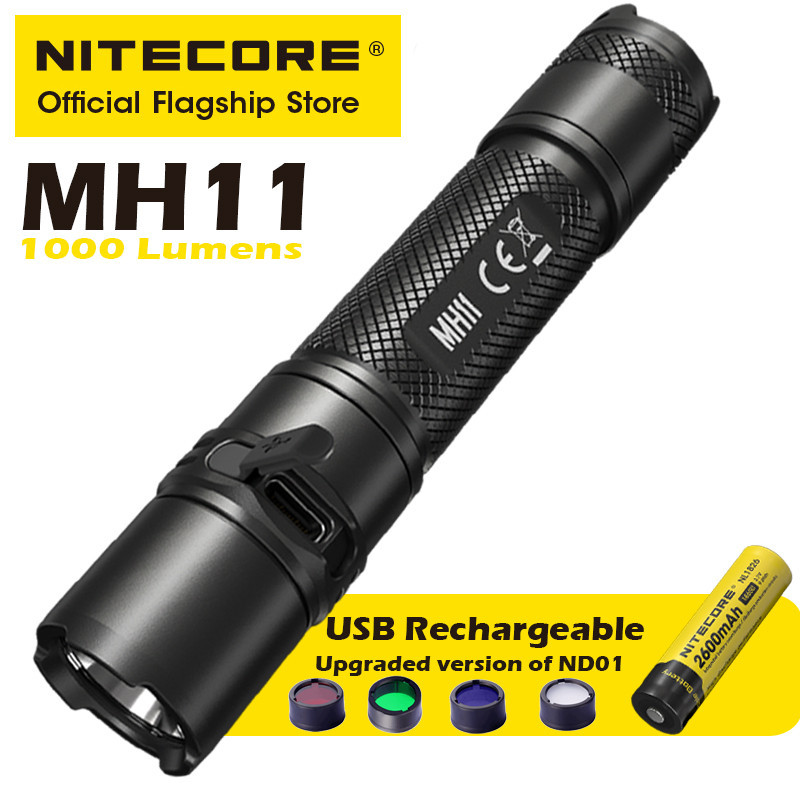 Nitecore MH11 ไฟฉาย LED แบตเตอรี่ 18650 ชาร์จ USB แบบพกพา แข็งแรง สําหรับตกปลากลางคืน