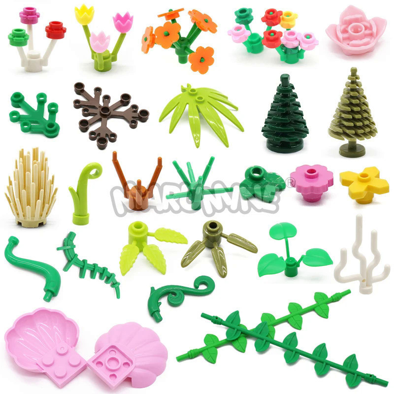 MARUMINE Tree Plant Accessories Garden Parts Building Blocks Flower Green Grass Bush Leaf Jungle DIY
