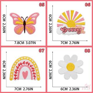 ☸ The Pink Vibes Q-2:Butterfly / Peace Bus / Sunshine / Heart / Flowers Iron-On Patch ☸ 1 ชิ้น DIY เย็บบนเหล็กบนป้ายแพทช์