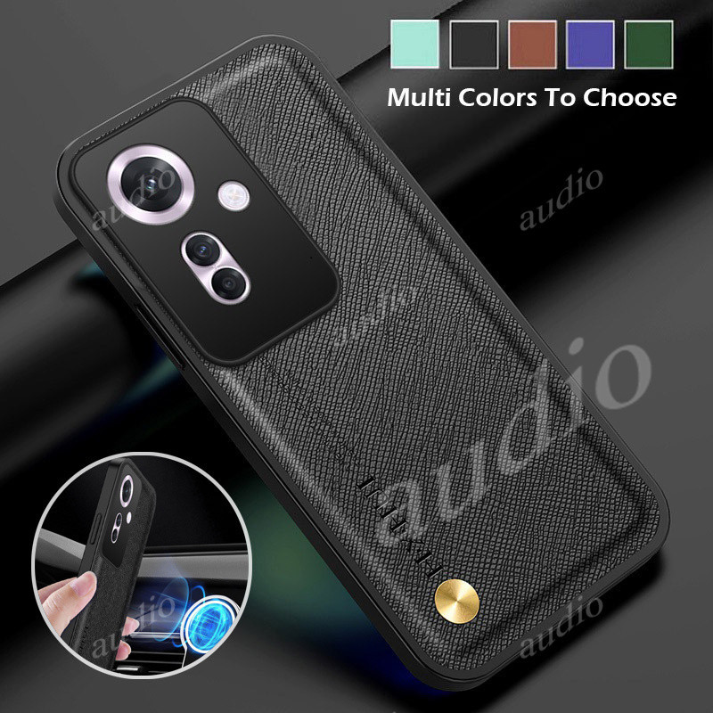 Cross หนังกล้องกันกระแทกสําหรับOppo Reno 12 11 F 12F 11F 11Pro 5G 2024 กันกระแทกกันชนหนังหรูหราสําหรับOppo Reno12 Reno11 F Reno11F Reno12F 5Gรถผู้ถือแม่เหล็ก