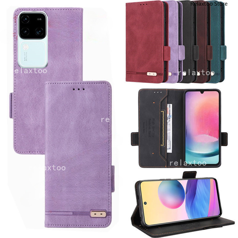 เคสโทรศัพท์มือถือหนัง ฝาพับแม่เหล็ก กันกระแทก ป้องกันเลนส์กล้อง พร้อมช่องใส่บัตร สําหรับ Vivo V30 V30 V29 Pro V30Pro V29Pro V30Pro V29 5G