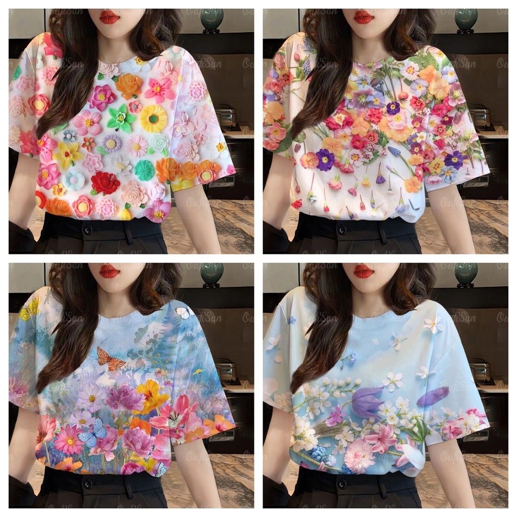 (มีสินค้า) เสื้อสงกรานต์2567 ไม่จำกัดเพศ เสื้อยืดฮาวาย Casual ระบายอากาศได้ดีและสะดวกสบาย Women Casual Holiday Shirt เสื้อลายดอกสงกรานต์
