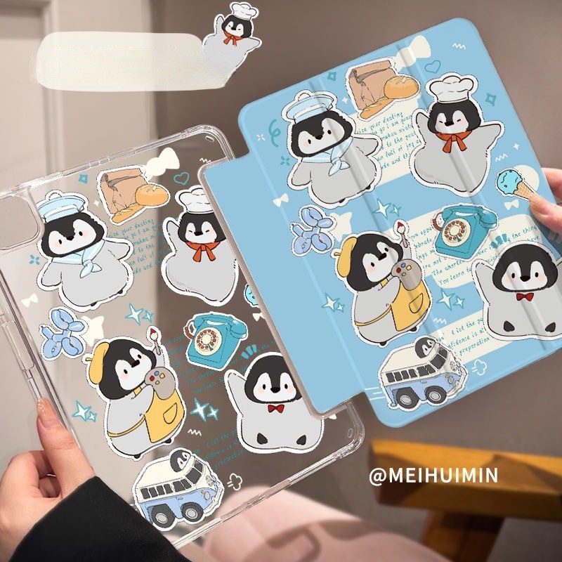 [iPad Air 4] เคส ลายการ์ตูนเพนกวินน่ารัก กันตก สําหรับ iPad gen9 gen8 gen7 10.2 Air5 gen10 Pro11 2020 2021 iPad 10th