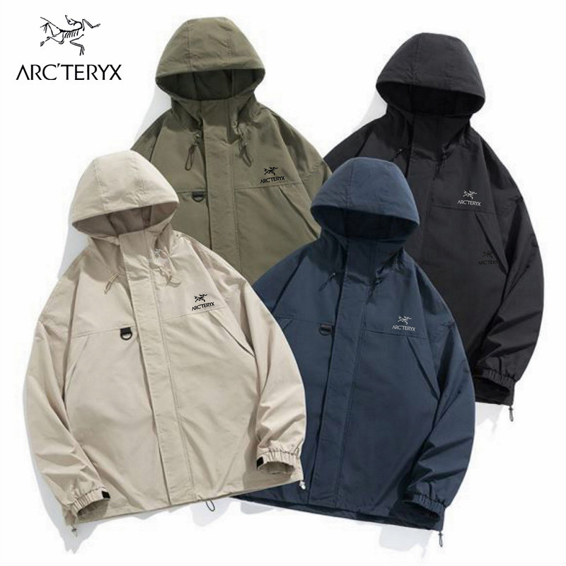 Arcteryx เสื้อแจ็กเก็ต กันลม ปักลายโลโก้ 100% กันน้ํา เหมาะกับใส่กลางแจ้ง สําหรับผู้ชาย และผู้หญิง
