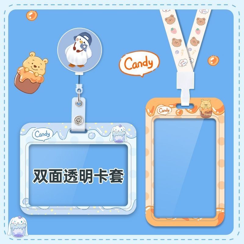 ซองใส่บัตร แบบใส สองด้าน น่ารัก ใส่เอกสาร ควบคุมเข้ามหาวิทยาลัย นักเรียน แผ่นงานพยาบาล ดึงง่าย หัวเข็มขัด ป้ายบัตร