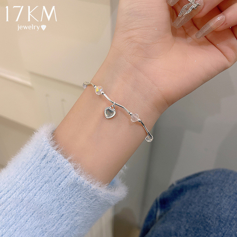 สร้อยข้อมือ ประดับลูกปัดเงิน 17 กม. เครื่องประดับ แฟชั่นสําหรับผู้หญิง