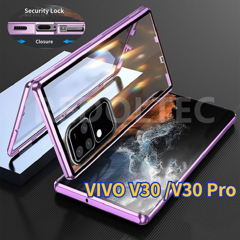 VIVO V30 5G / V30 Pro 5G เคสโทรศัพท์มือถือ แบบกระจก ป้องกันเต็มรูปแบบ 360 องศา แม่เหล็ก สองด้าน พร้อ