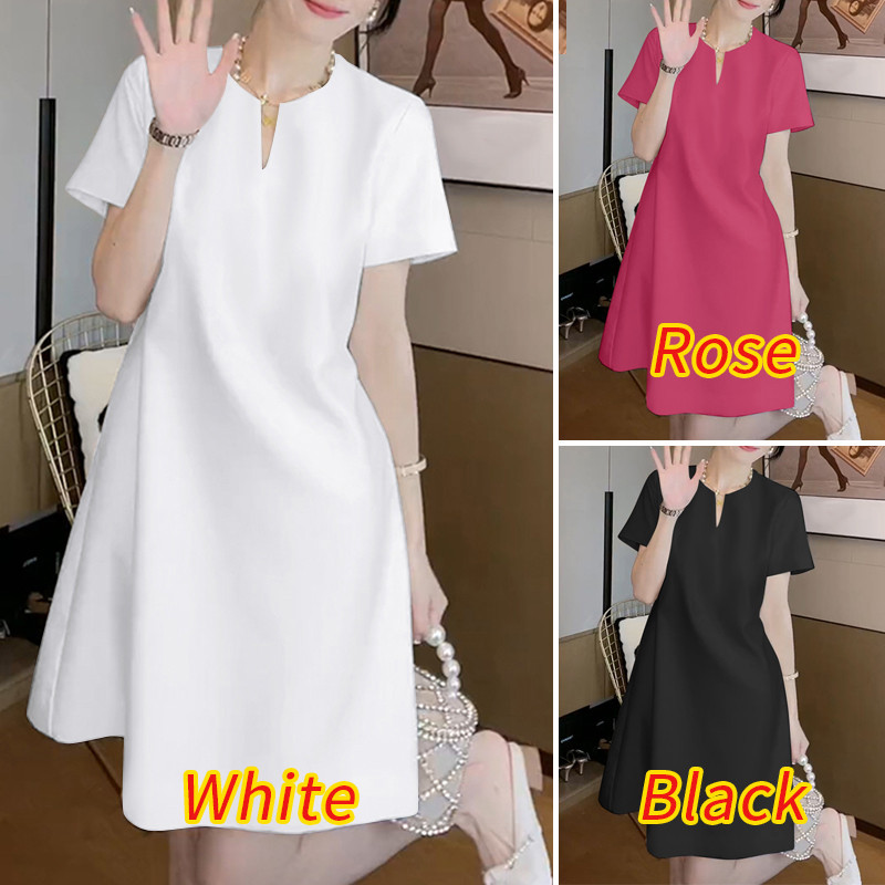 Zanzea ชุดเดรส คอวี แขนสั้น ทรงหลวม สไตล์เกาหลี สําหรับผู้หญิง - รูปที่ 2