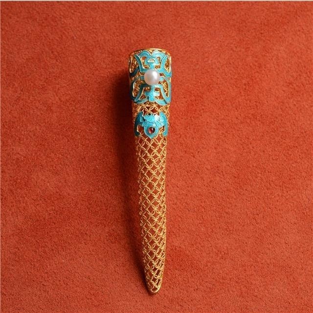 Guochao ลวดลายเงินทอมือ ทองแดงบริสุทธิ์ ชุบเงิน 925 ลายค้างคาว สีฟ้า สําหรับเงินสด Fushou 925 3.19