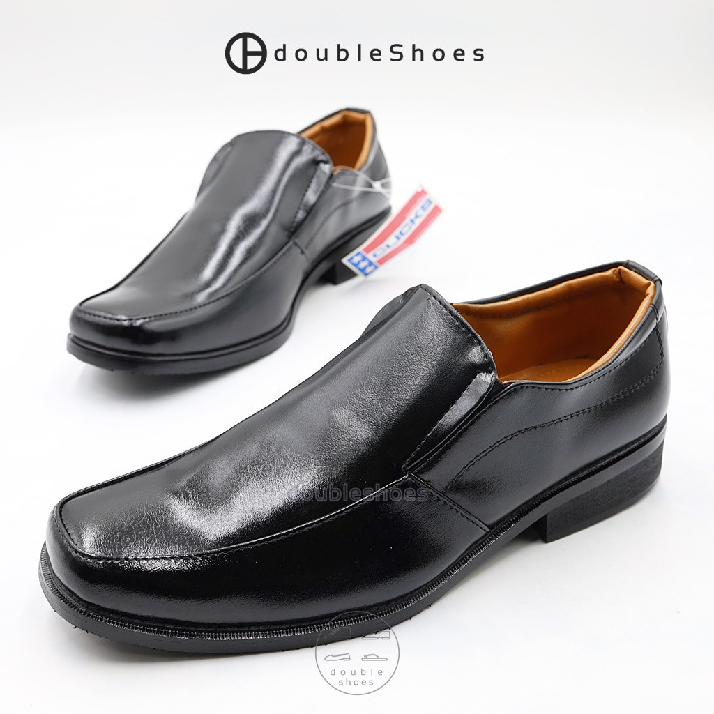 รองเท้าข้าราชการ รองเท้าคัชชูสำหรับสุภาพบุรุษ หนังแท้ พื้นด้านในบุนุ่ม เย็บพื้น ยี่ห้อ Clicks รุ่น CY026 สีดำ ไซส์ 40-46