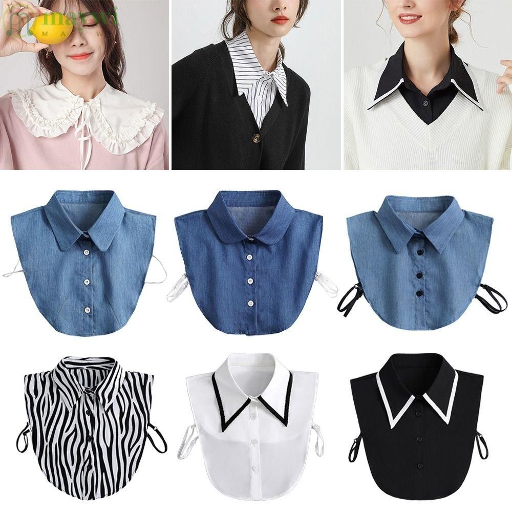 Maywi เสื้อเชิ้ต คอปกปลอม ผ้าฝ้าย แฟชั่นคลาสสิก