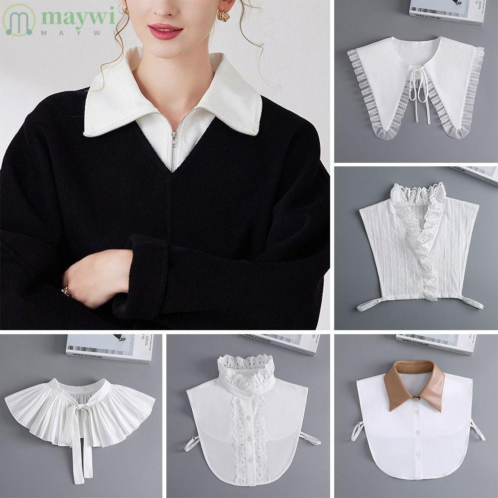 MAYWI เสื้อเชิ้ตคอปกปลอม ผ้าฝ้าย คลาสสิก ถอดออกได้ สไตล์วินเทจ สำหรับผู้หญิง แฟชั่น