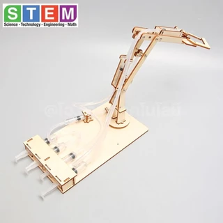T-M58 ชุดประกอบไม้ มือจับ แขนกล ไฮดรอลิก Hydraulic Robot Arm Wooden Kit STEM Education ของเล่นเสริมทักษะ เสริมพัฒนากา...