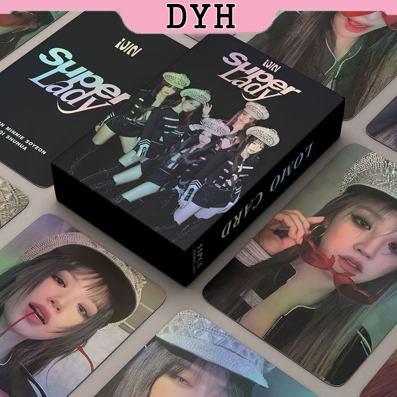 การ์ดโฟโต้การ์ด LOMO อัลบั้ม KPOP เลเซอร์ I-DLE สําหรับสะสม 55 ชิ้น ต่อกล่อง