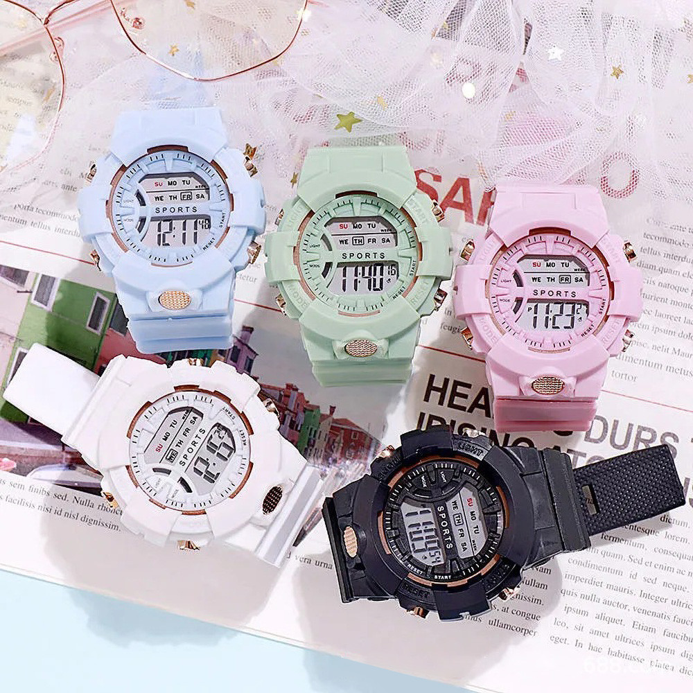 นาฬิกาข้อมือดิจิตอล มีไฟ ตั้งปลุกได้ แฟชั่น ดิจิทัล Led กันน้ํา แฟชั่น สําหรับผู้ชาย ผู้หญิง เหมาะกับการเล่นกีฬา นาฬิกา