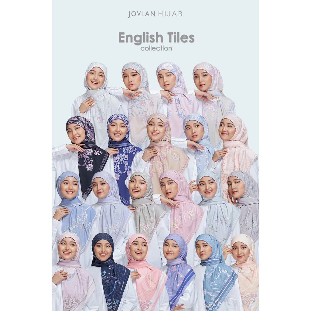 ผ้าคลุมไหล่ ทรงสี่เหลี่ยม พิมพ์ลาย Jovian Hijab l The English Tiles 2.0 สไตล์คลาสสิก