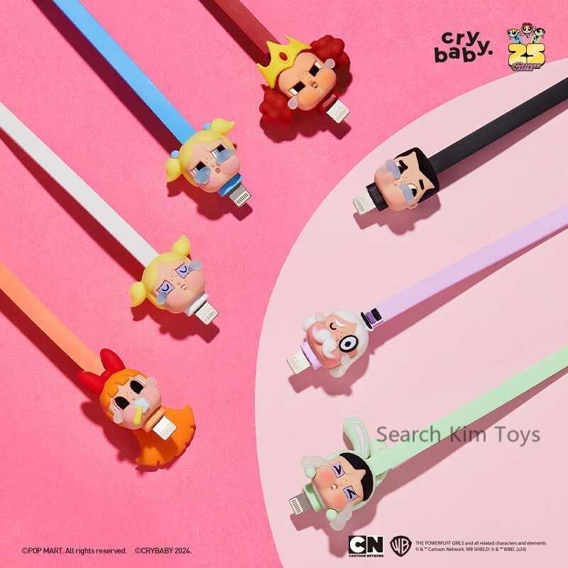 Popmart Crybaby X The Powerpuff Girls Series สายชาร์จโทรศัพท์ Typec 1os 1phone Blind Box Data Cable Charg Line Cable