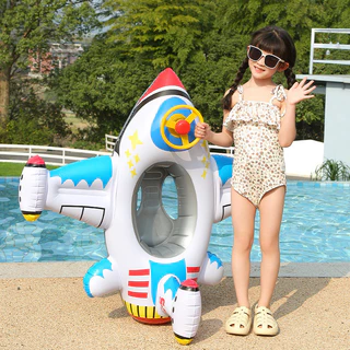 Aoduoyaya ห่วงยางเด็ก รูปร่างเครื่องบิน ด้วยพวงมาลัย ห่วงยางสวมขาเด็ก Baby Swimming Seat
