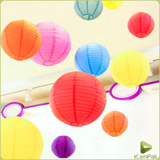 KamPak โคมไฟทรงกลมสีหวาน โคมกระดาษ ขนาด 8/10 นิ้ว สำหรับตกแต่งเทศกาลต่างๆ Lantern