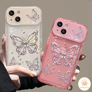 กระจกพับ กระจกแต่งหน้ารูปผีเสื้อสวยงามเต็มจอ ไอโฟน11 For iPhone12 13 14 15Pro MAX X XS XR XS 6 7 8Plus SE2020เคสโทรศัพท์