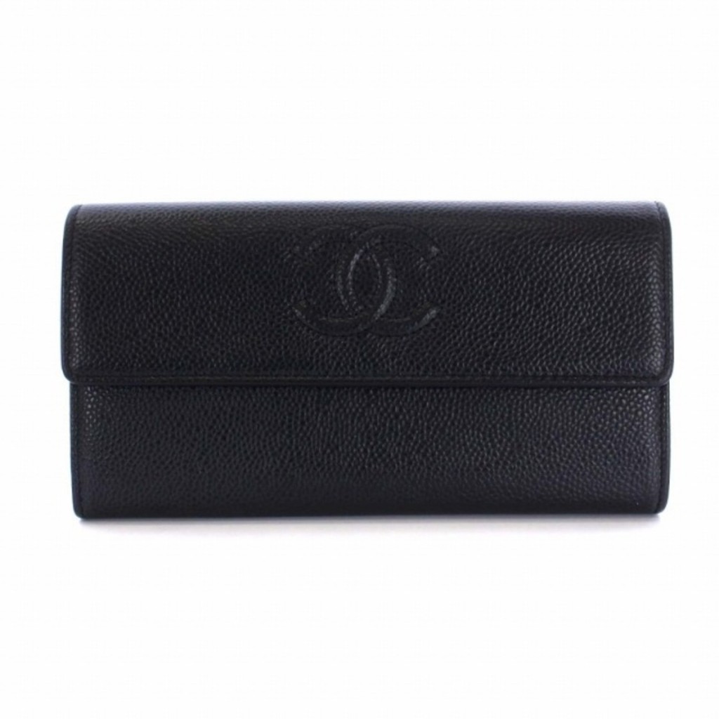 Chanel CHANEL Caviar Skin Coco Mark Long Wallet Bifold 16 Series Direct from Japan Secondhand