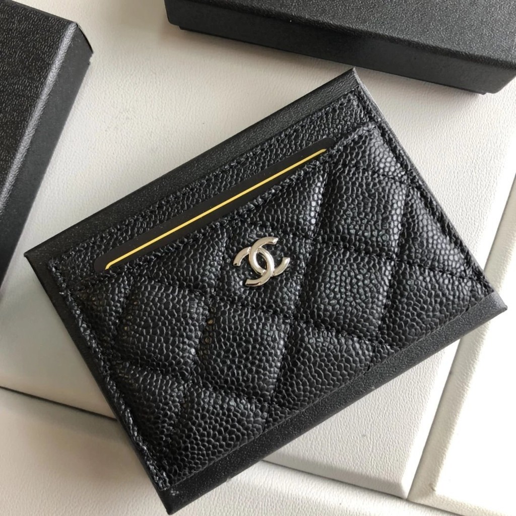 Chane Chane * Chanel กระเป๋าใส่บัตร หนังแกะแท้ ขนาดเล็ก สําหรับผู้หญิง กระเป๋าใส่บัตรเครดิต สําหรับบ้าน