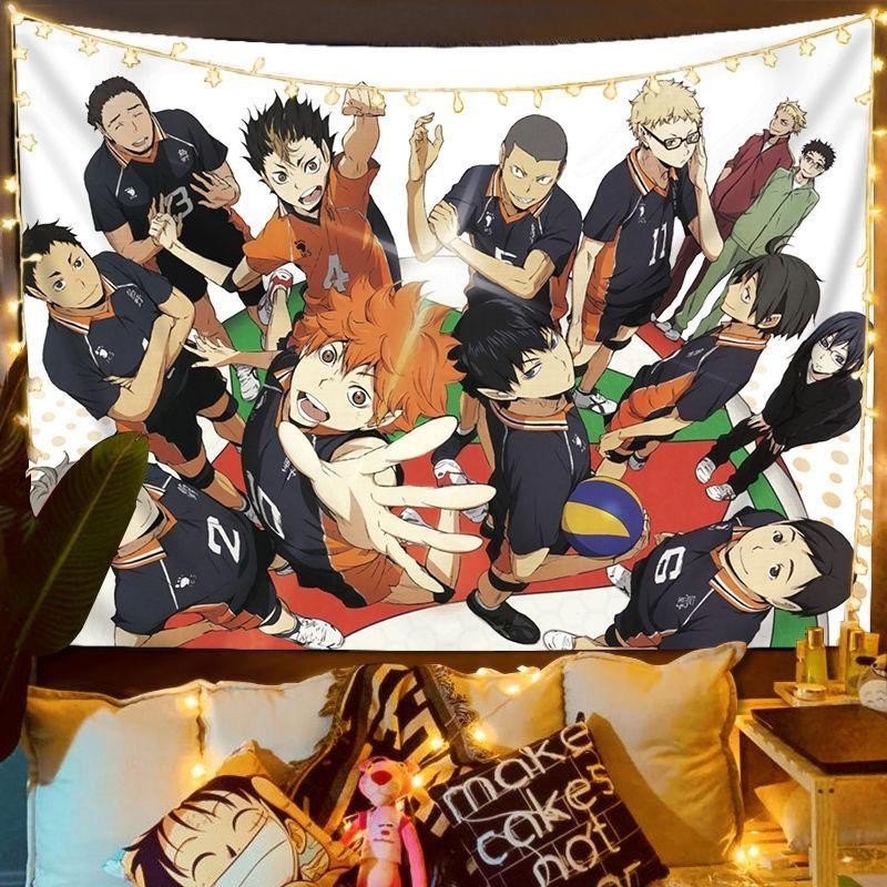 ผ้าติดผนัง ผ้าตกแต่งห้อง ตกแต ่ ง Tapestry Haikyuu แขวนผนังตกแต ่ ง Shoyo Tobio Room พื ้ นหลังผ ้ าอะนิเมะญี ่ ปุ ่ น